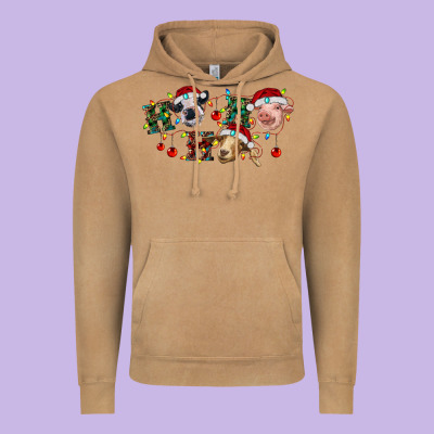 Hohoho Farm Animals Vintage Hoodie Designed By Ranaportraitstore