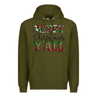 Army Green merry christmas y'all Premium Hoodie - AdoDesignShop