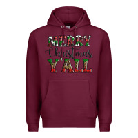 Burgundy merry christmas y'all Premium Hoodie - AdoDesignShop