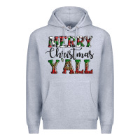 Heather Grey merry christmas y'all Premium Hoodie - AdoDesignShop