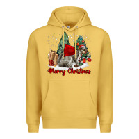 Antique Gold Merry Christmas Gray Squirrel Premium Hoodie - LillyAllenDesigns