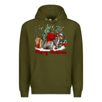 Army Green Merry Christmas Gray Squirrel Premium Hoodie - LillyAllenDesigns