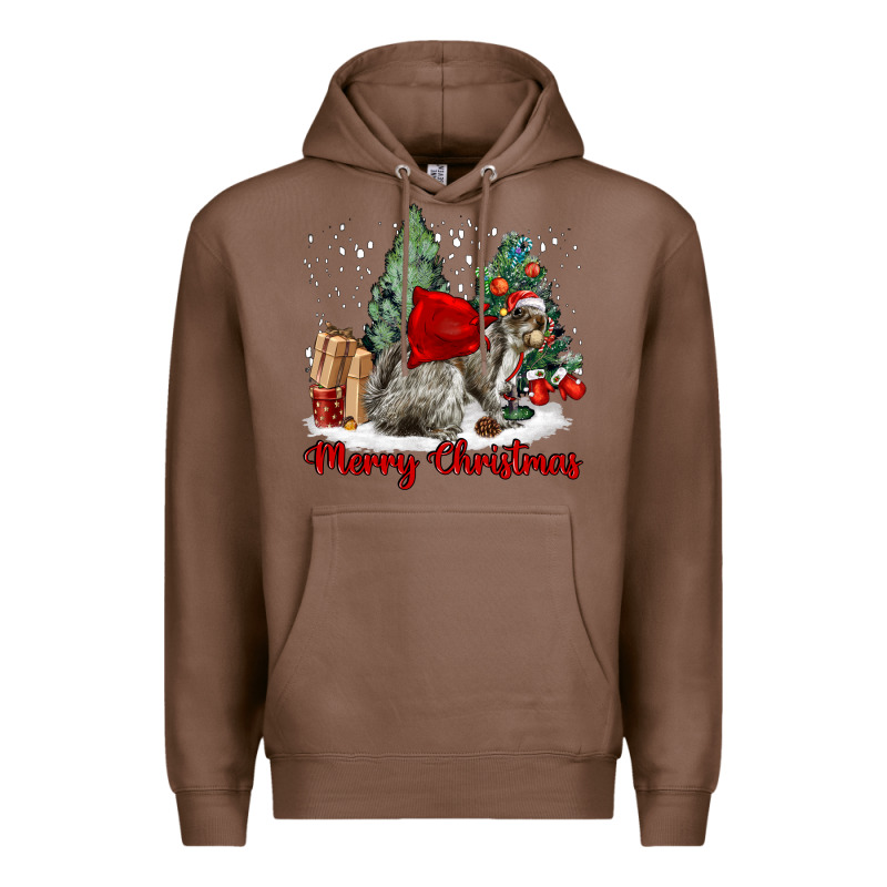 Merry Christmas Gray Squirrel Premium Hoodie by LillyAllenDesigns | Teevron