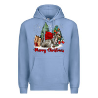 Colony Blue Merry Christmas Gray Squirrel Premium Hoodie - LillyAllenDesigns