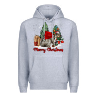 Heather Grey Merry Christmas Gray Squirrel Premium Hoodie - LillyAllenDesigns