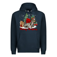 Navy Merry Christmas Gray Squirrel Premium Hoodie - LillyAllenDesigns