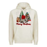 Oatmeal Heather Merry Christmas Gray Squirrel Premium Hoodie - LillyAllenDesigns