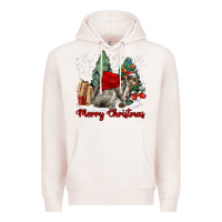 Pale Pink Merry Christmas Gray Squirrel Premium Hoodie - LillyAllenDesigns