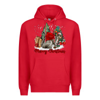 Red Merry Christmas Gray Squirrel Premium Hoodie - LillyAllenDesigns
