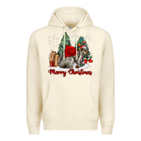Sandshell Merry Christmas Gray Squirrel Premium Hoodie - LillyAllenDesigns