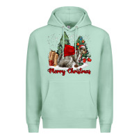 Seafoam Merry Christmas Gray Squirrel Premium Hoodie - LillyAllenDesigns