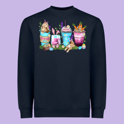 Rabbit Coffee Cups Heavyweight Sweatshirt Designed By Zillion Design Studio