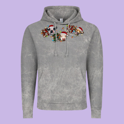 Hohoho Christmas Cows Vintage Hoodie Designed By Ranaportraitstore