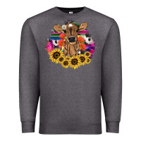 Charcoal Heather baby cow flower Premium Sweatshirt - NancyCooperArtShop