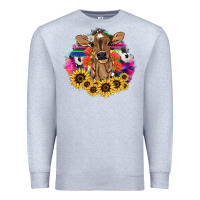 Heather Grey baby cow flower Premium Sweatshirt - NancyCooperArtShop