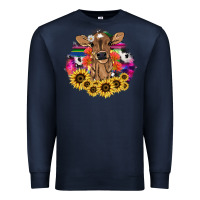 Navy baby cow flower Premium Sweatshirt - NancyCooperArtShop