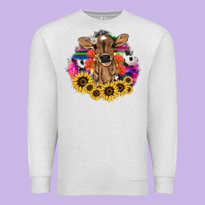 Baby Cow Flower Premium Sweatshirt Designed By Nancycooperartshop