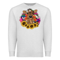 Oatmeal Heather baby cow flower Premium Sweatshirt - NancyCooperArtShop