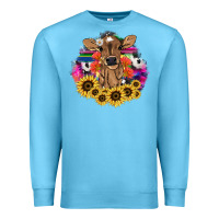 Ocean Blue baby cow flower Premium Sweatshirt - NancyCooperArtShop