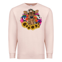 Pale Pink baby cow flower Premium Sweatshirt - NancyCooperArtShop