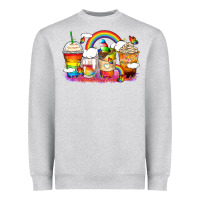 Heather Grey rainbow coffee cups Heavyweight Sweatshirt - Zillion Design Studio