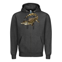 Charcoal Heather crocodile Zipper Hoodie - LillyAllenDesigns