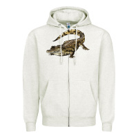 Oatmeal Heather crocodile Zipper Hoodie - LillyAllenDesigns