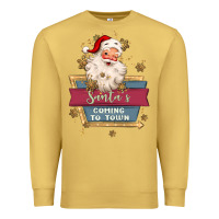 Antique Gold santa's coming to town Premium Sweatshirt - MaliasSmallBusiness