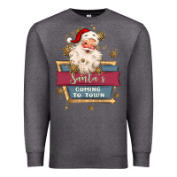 Charcoal Heather santa's coming to town Premium Sweatshirt - MaliasSmallBusiness