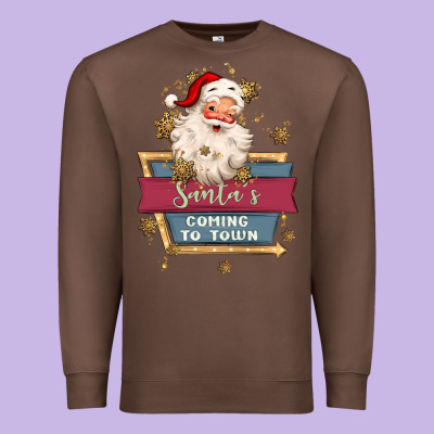 Santa's Coming To Town Premium Sweatshirt Designed By Maliassmallbusiness
