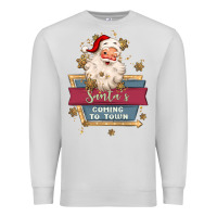 Dove Grey santa's coming to town Premium Sweatshirt - MaliasSmallBusiness