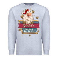 Heather Grey santa's coming to town Premium Sweatshirt - MaliasSmallBusiness