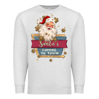 Oatmeal Heather santa's coming to town Premium Sweatshirt - MaliasSmallBusiness