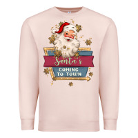 Pale Pink santa's coming to town Premium Sweatshirt - MaliasSmallBusiness