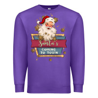 Purple santa's coming to town Premium Sweatshirt - MaliasSmallBusiness
