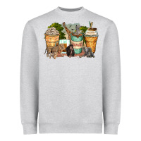 Heather Grey safari animals coffee cups Heavyweight Sweatshirt - Zillion Design Studio