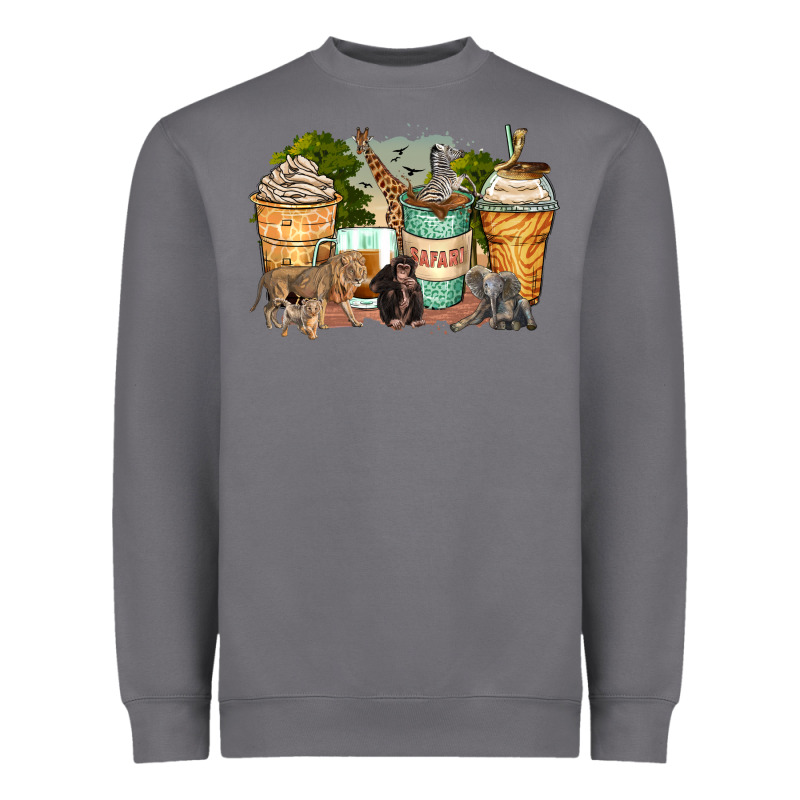 Safari Animals Coffee Cups Heavyweight Sweatshirt by Zillion Design Studio | Teevron