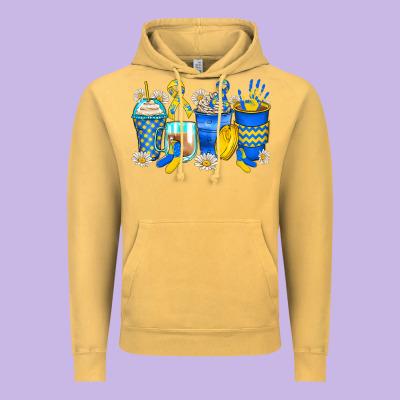 Down Syndrome Coffee Cups Vintage Hoodie Designed By Zillion Design Studio