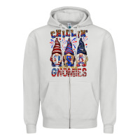 Dove Grey Chilling with my gnomies with usa Zipper Hoodie - NancyCooperArtShop