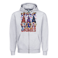 Heather Grey Chilling with my gnomies with usa Zipper Hoodie - NancyCooperArtShop
