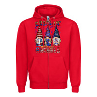 Red Chilling with my gnomies with usa Zipper Hoodie - NancyCooperArtShop