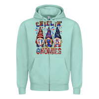 Seafoam Chilling with my gnomies with usa Zipper Hoodie - NancyCooperArtShop