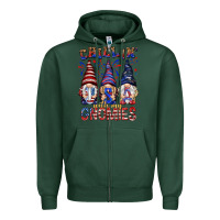 Sports Green Chilling with my gnomies with usa Zipper Hoodie - NancyCooperArtShop