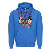True Royal Chilling with my gnomies with usa Zipper Hoodie - NancyCooperArtShop