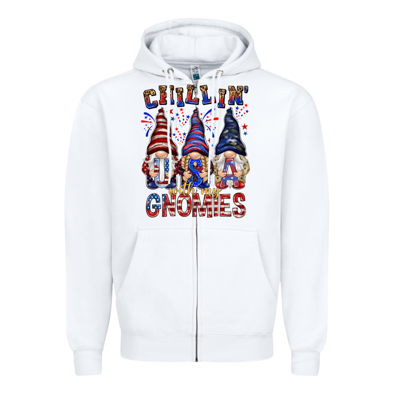 Chilling With My Gnomies With Usa Zipper Hoodie by NancyCooperArtShop | Teevron