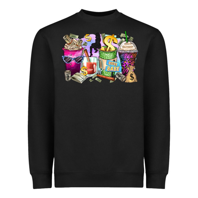 Boss Babe Coffee Cups Heavyweight Sweatshirt by Zillion Design Studio | Teevron