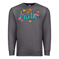 Charcoal Heather faith with flower and butterfly Premium Sweatshirt - NancyCooperArtShop