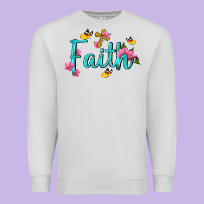 Faith With Flower And Butterfly Premium Sweatshirt Designed By Nancycooperartshop