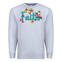 Heather Grey faith with flower and butterfly Premium Sweatshirt - NancyCooperArtShop