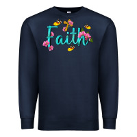 Navy faith with flower and butterfly Premium Sweatshirt - NancyCooperArtShop